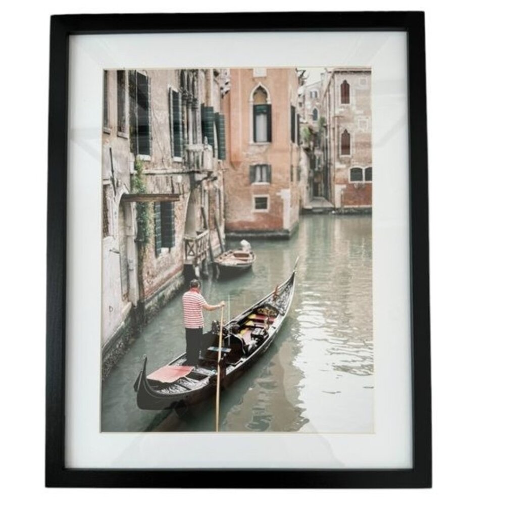 Pottery Barn Artwork Gondilier By Justine Milton, 16 x 20 Framed Print w/Mat NIB